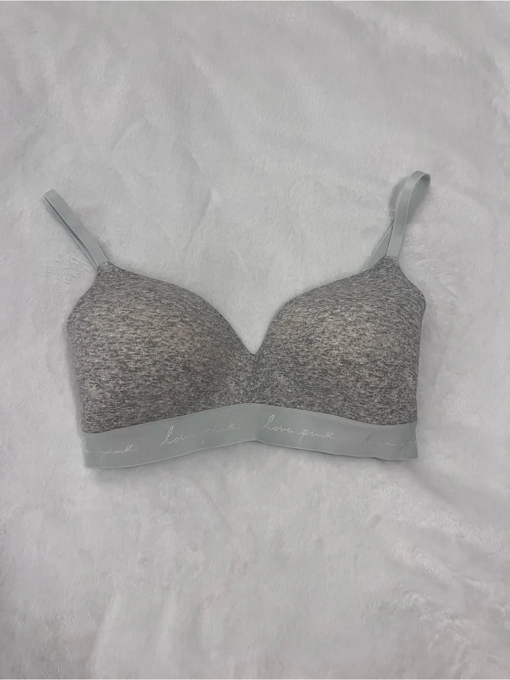 PINK Victoria's Secret Heather Light Gray Wireless Sports Bra